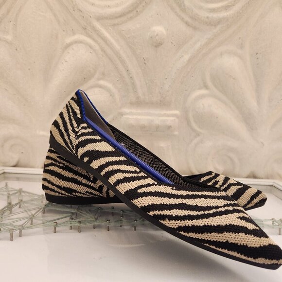 Rothy's Shoes - Rothy's Black/Cream Zebra Point toe flats. NWT. Size 6